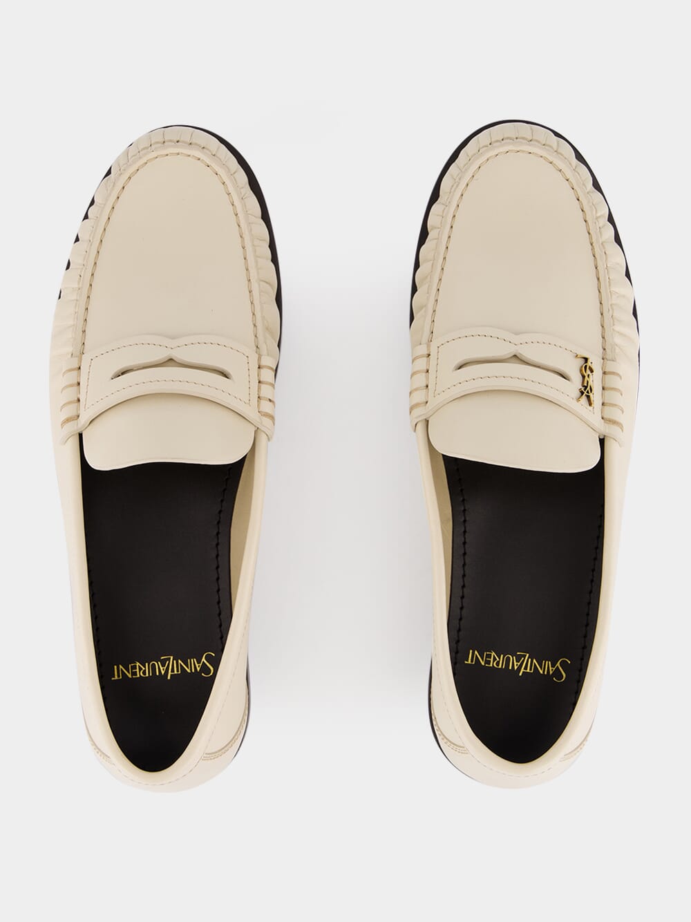 White Leather Loafers with Cassandre