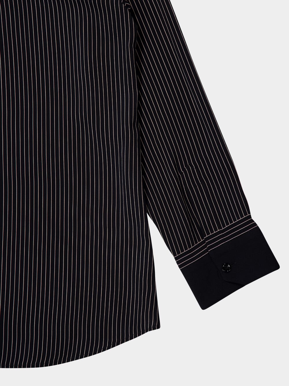 Pinstriped Silk Long-Sleeve Shirt in Black
