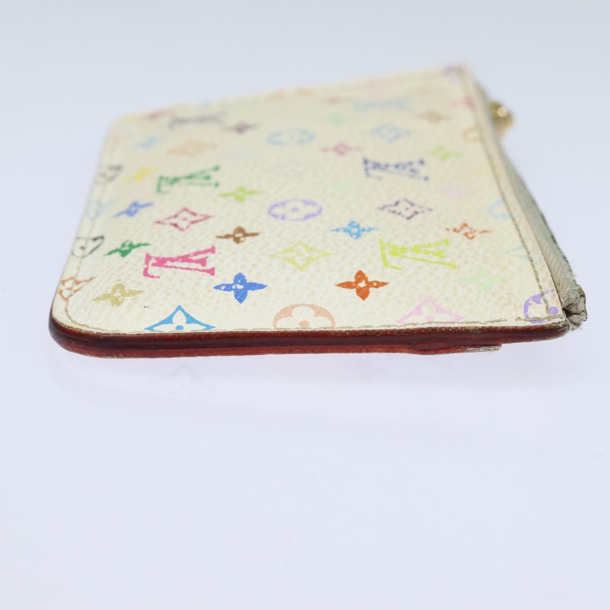 LOUIS VUITTON Multicolor Pochette ClesNM Coin Purse White M93734 LV Auth 84128
