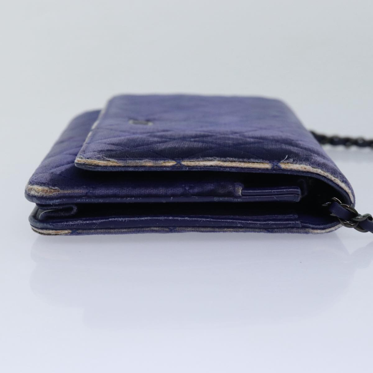 Chanel Chain Shoulder Bag Moquette Navy CC Auth