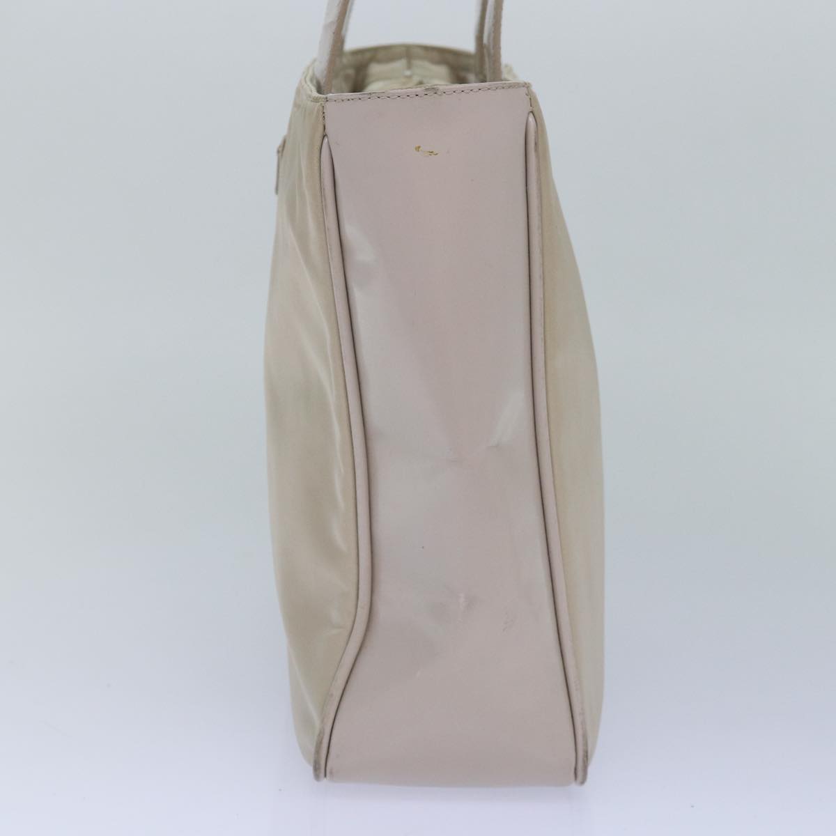 PRADA Tote Bag Enamel nylon Silver White Auth 85365