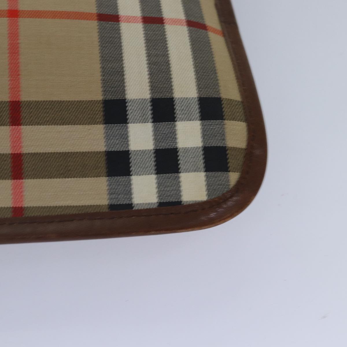 BURBERRYSs Nova Check Document Case Clutch Bag Canvas Beige Brown Auth 88787
