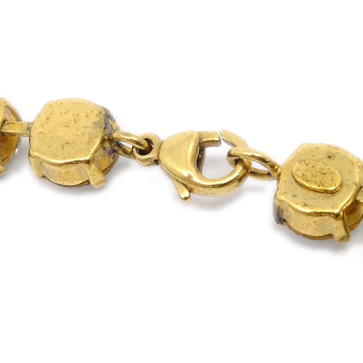 Chanel Rhinestone Chain Bracelet Gold 96P