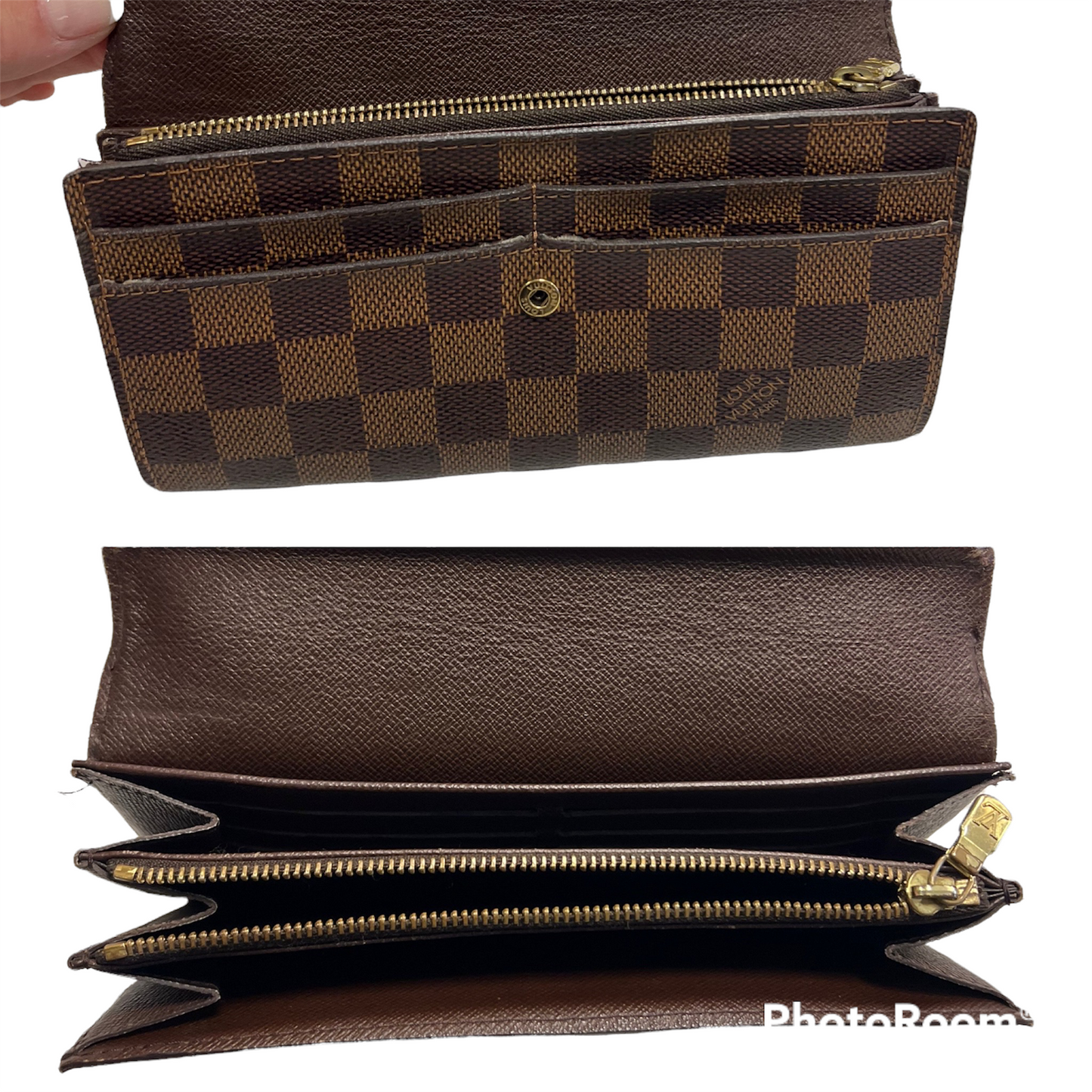 Damier Ebene Sarah Wallet Designer By Louis Vuitton Size: Medium