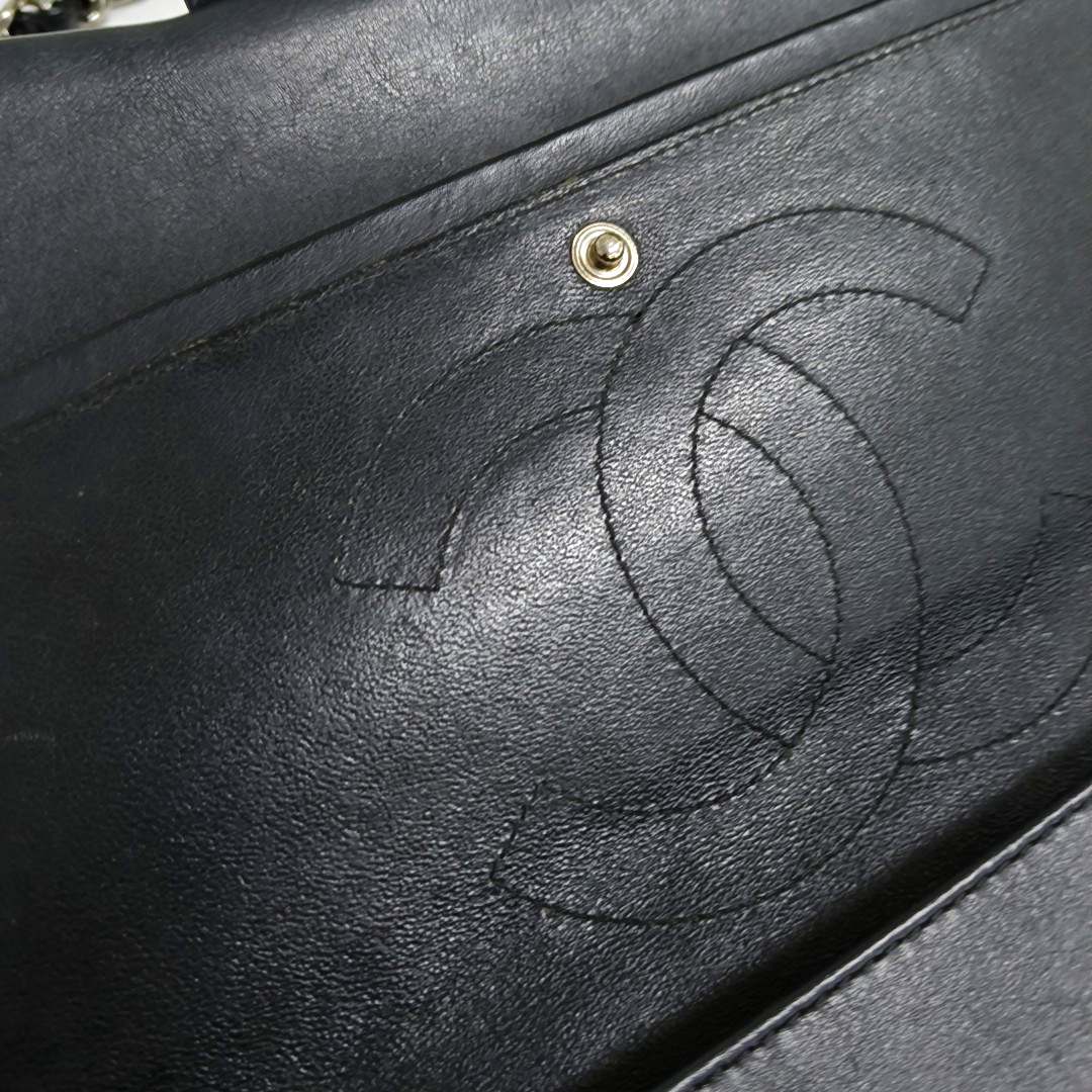 Chanel Classic Flap Jumbo Black Patent Leather Single Flap with Silver Hardware