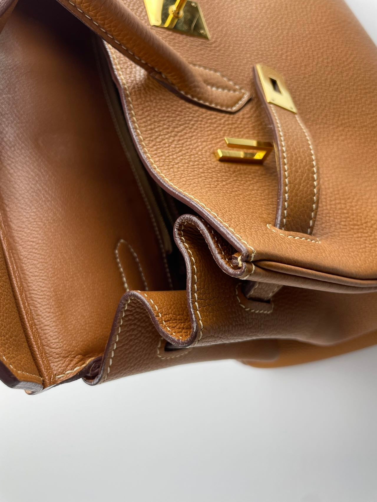 Hermes Birkin 35 in gold vintage Togo leather