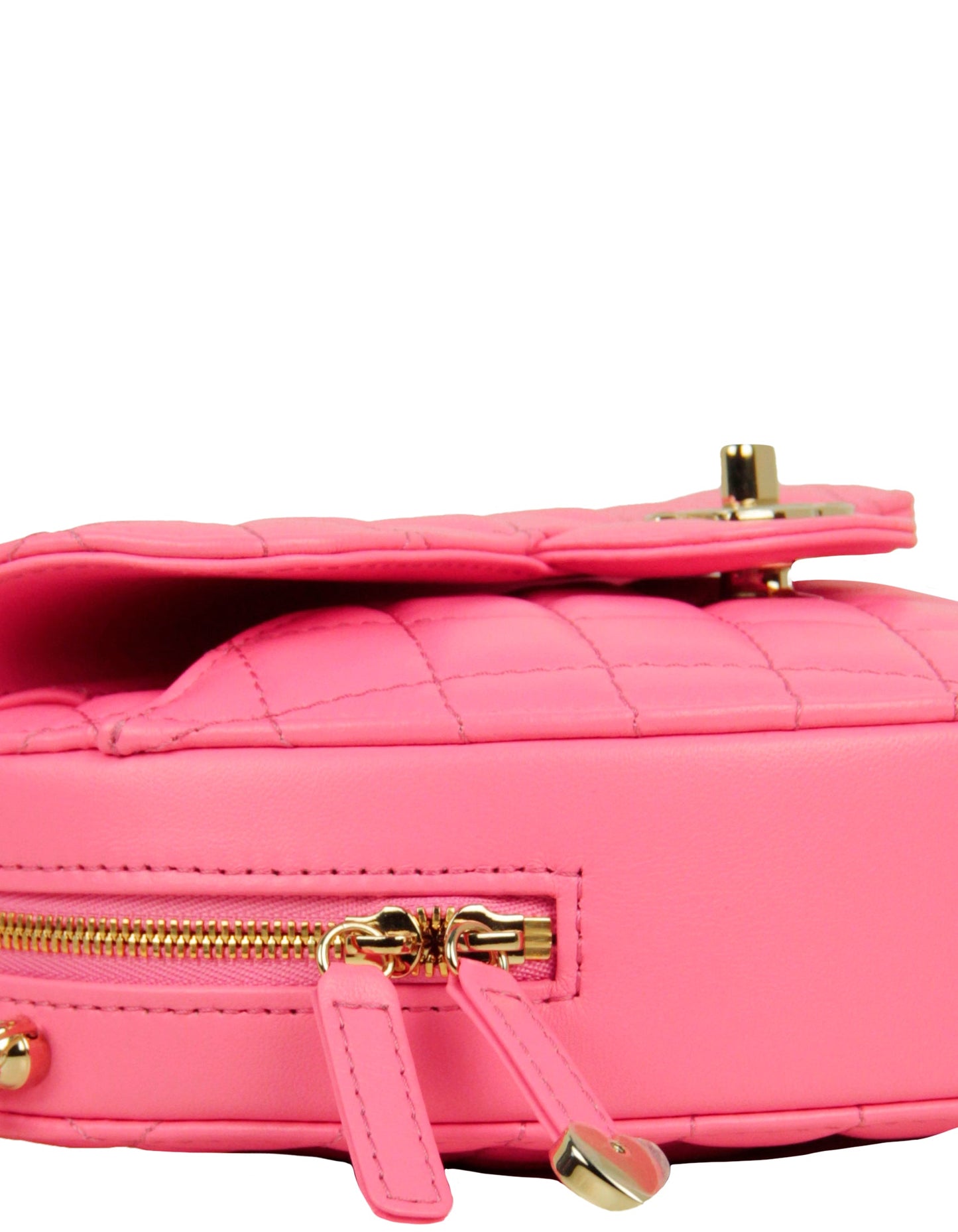 Chanel Pink Lambskin Quilted CC In Love Heart Crossbody Bag