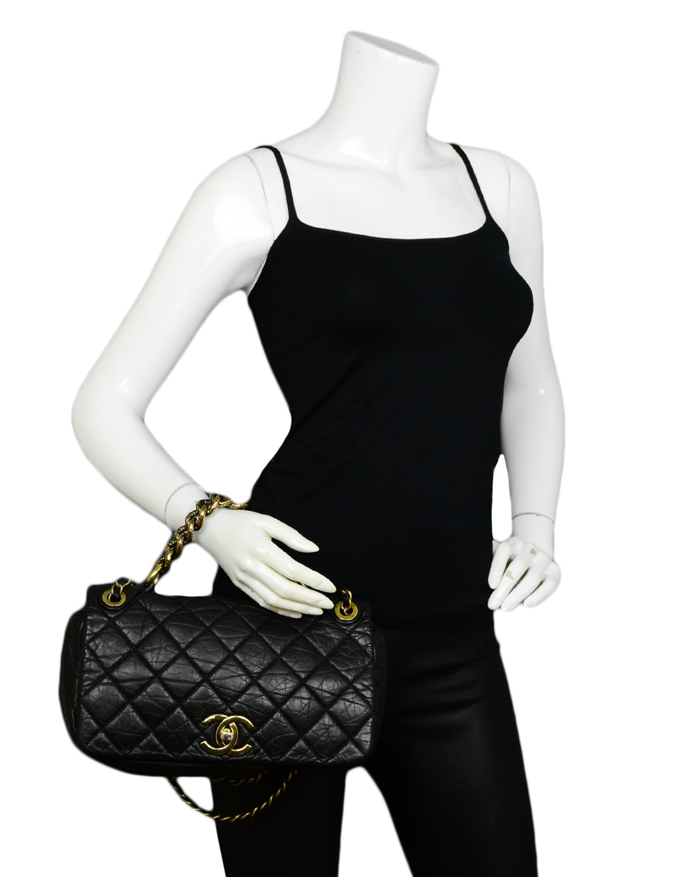 Chanel Black Calfskin Quilted Leather Medium Paris-Bombay Pondichery Flap Bag