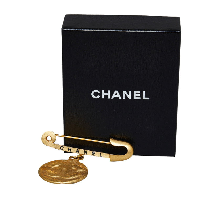 Chanel CC Coin Safety Pin Brooch Metal Brooch in Good condition