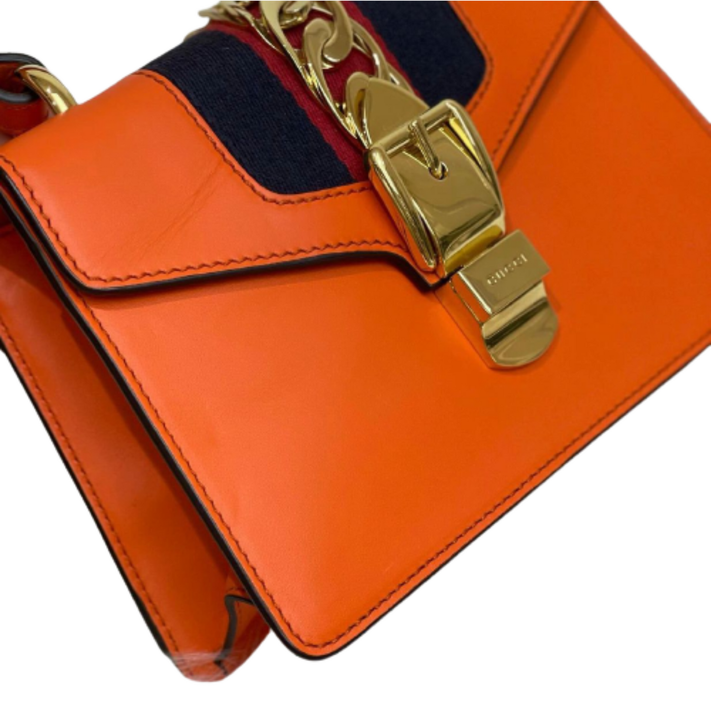 Gucci Sylvie Flap Mini Leather Orange GHW