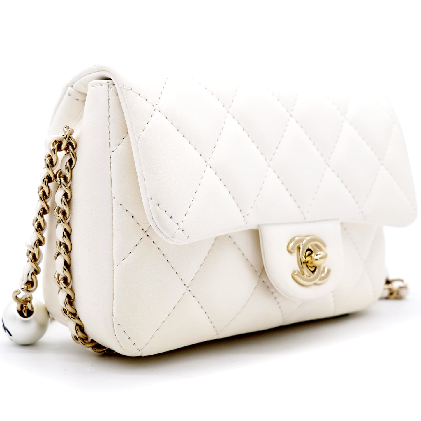 Lambskin Quilted Small My Precious Flap White