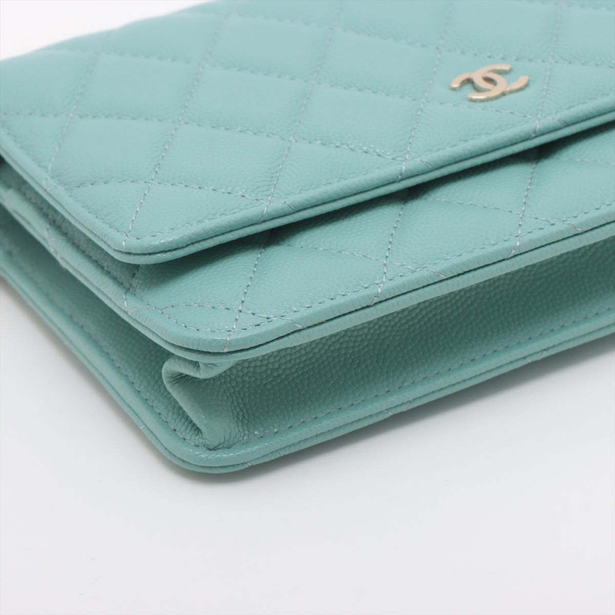 Chanel Matrasse Caviar S Chain Wallet Blue Silver G 29th