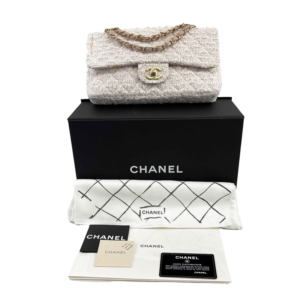 CHANEL New Classic Double New in Medium Tweed Pink Crossbody Bag