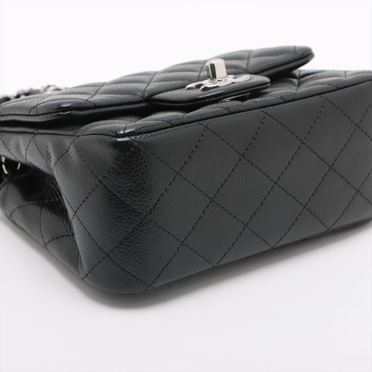 Chanel Mini Matrasse Caviar S Single Flap Single Chain Bag Black Silver 19th
