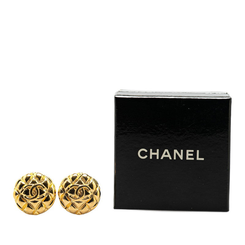Chanel Gold Plated Coco Mark Matelasse Earrings