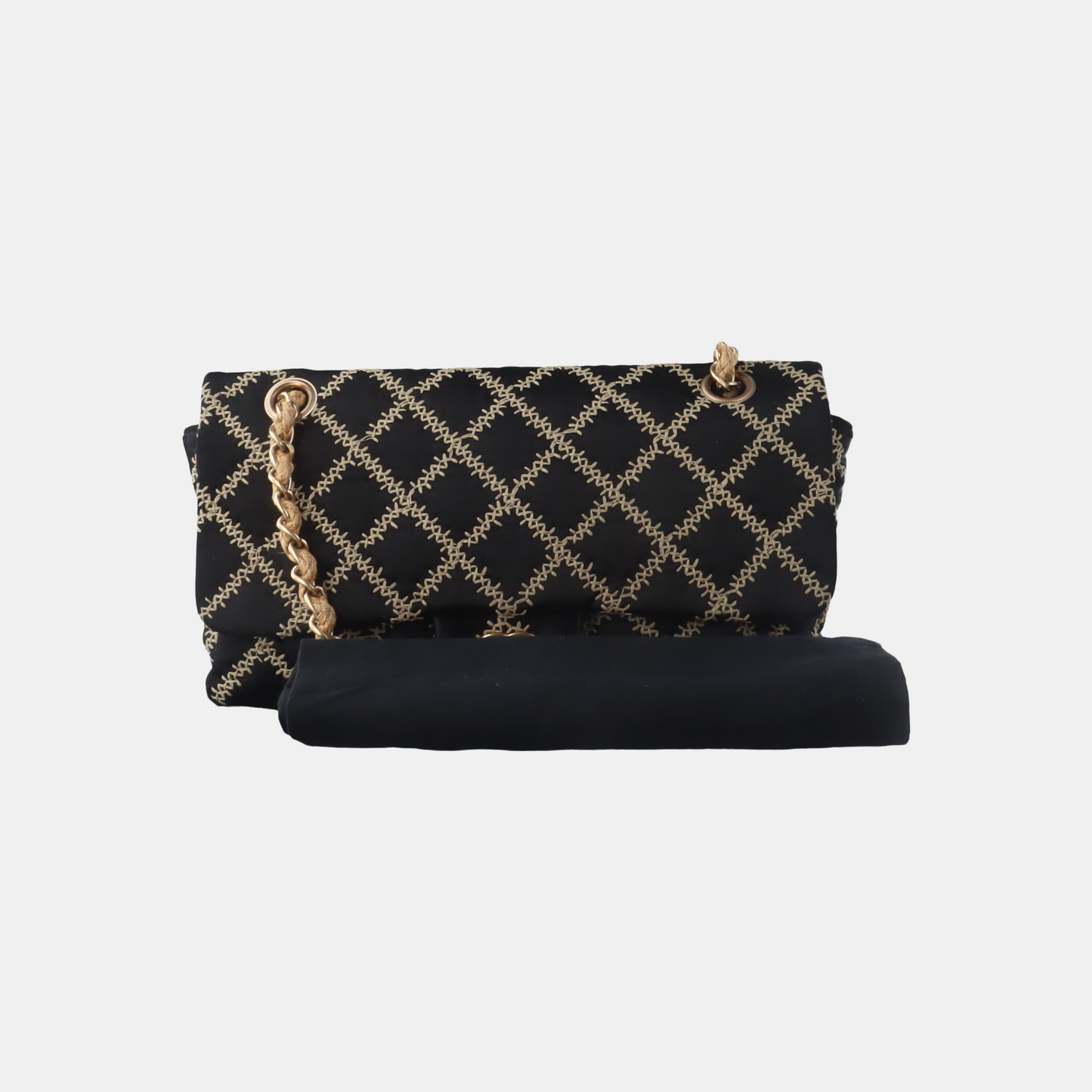 Chanel Wild Stitch Medium Black Silk Flap Bag Gold Hardware, 2009