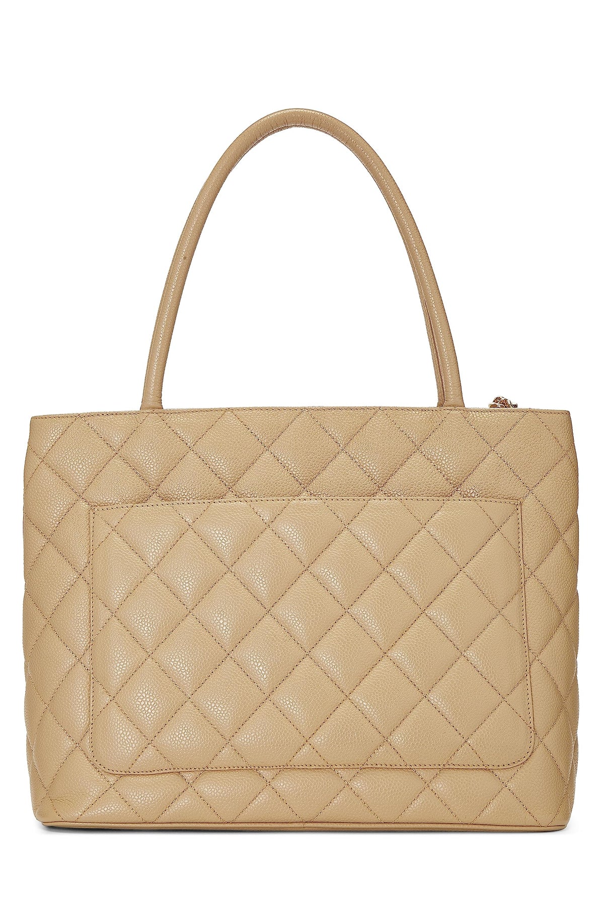 Chanel, Beige Quilted Caviar Medallion Tote, Beige