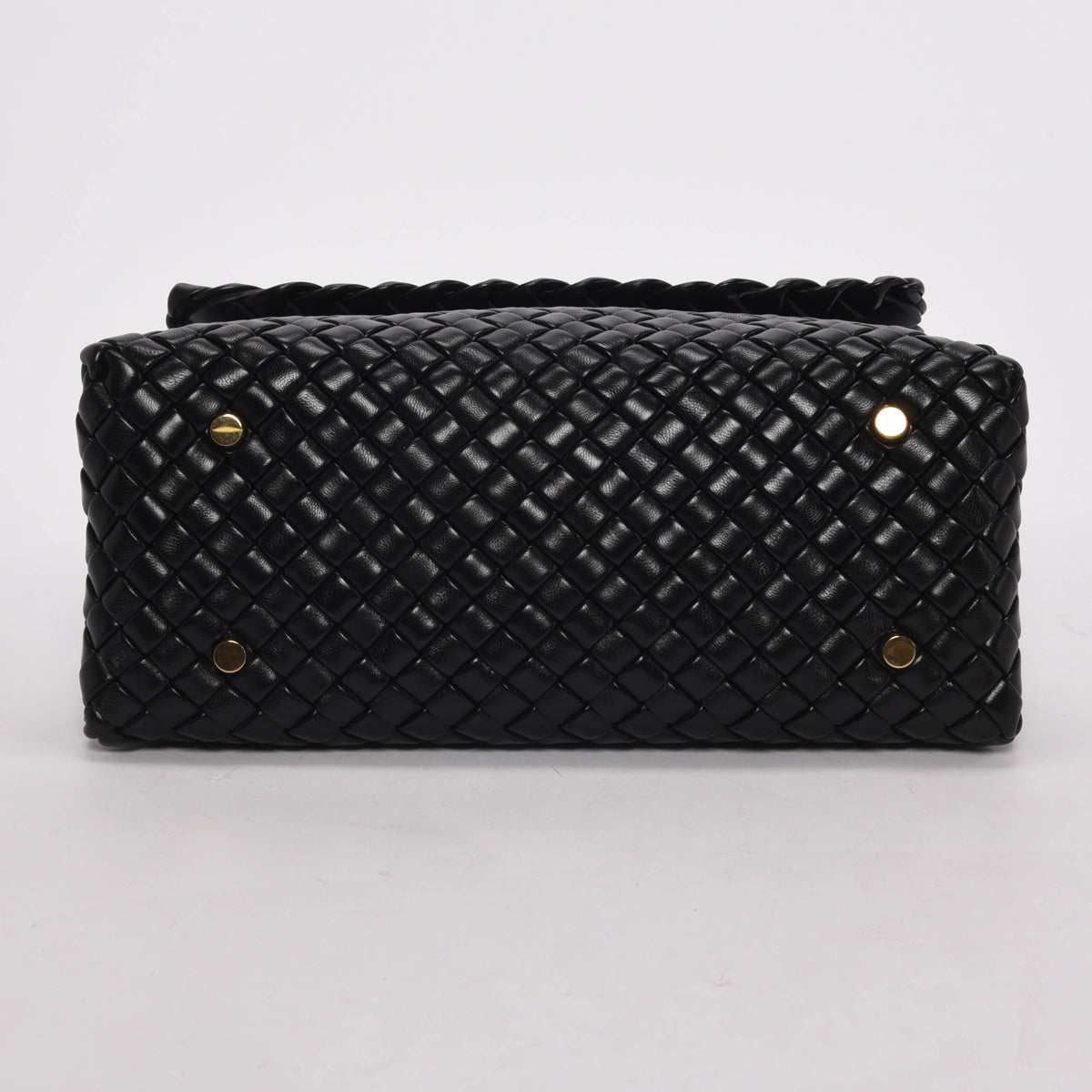 Bottega Veneta Black Intrecciato Patti Top Handle Bag