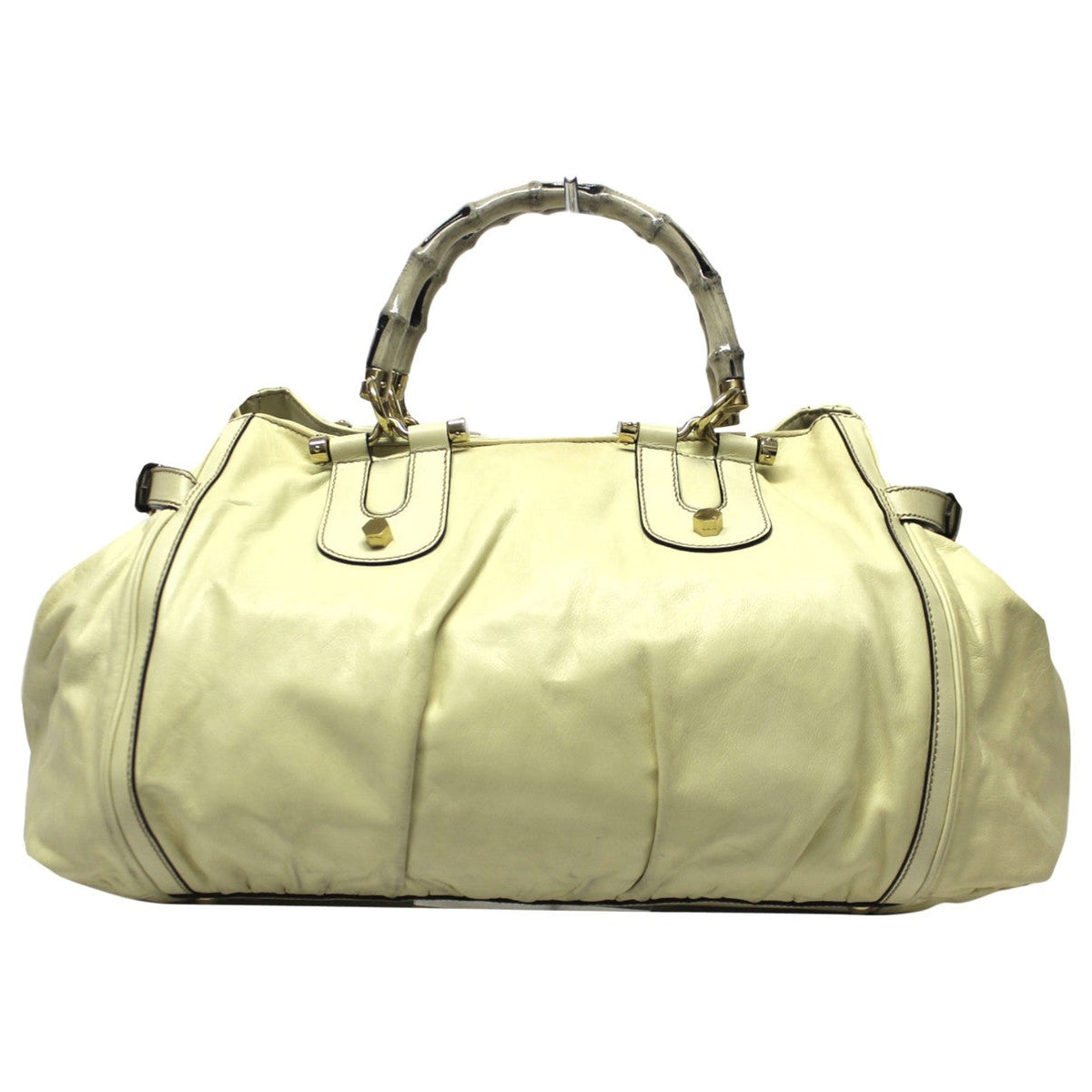 Gucci bamboo white leather handbag
