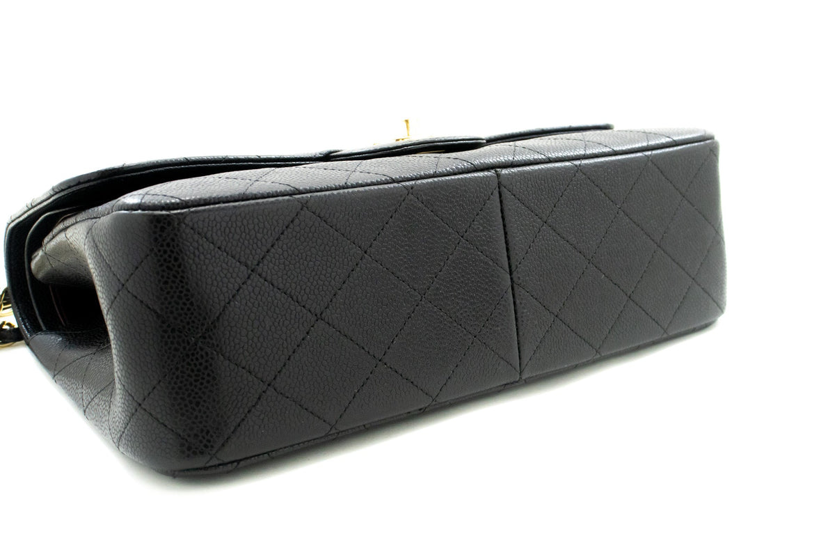 Chanel Classic Large " Grained Calfskin Chain Shoulder Bag Black