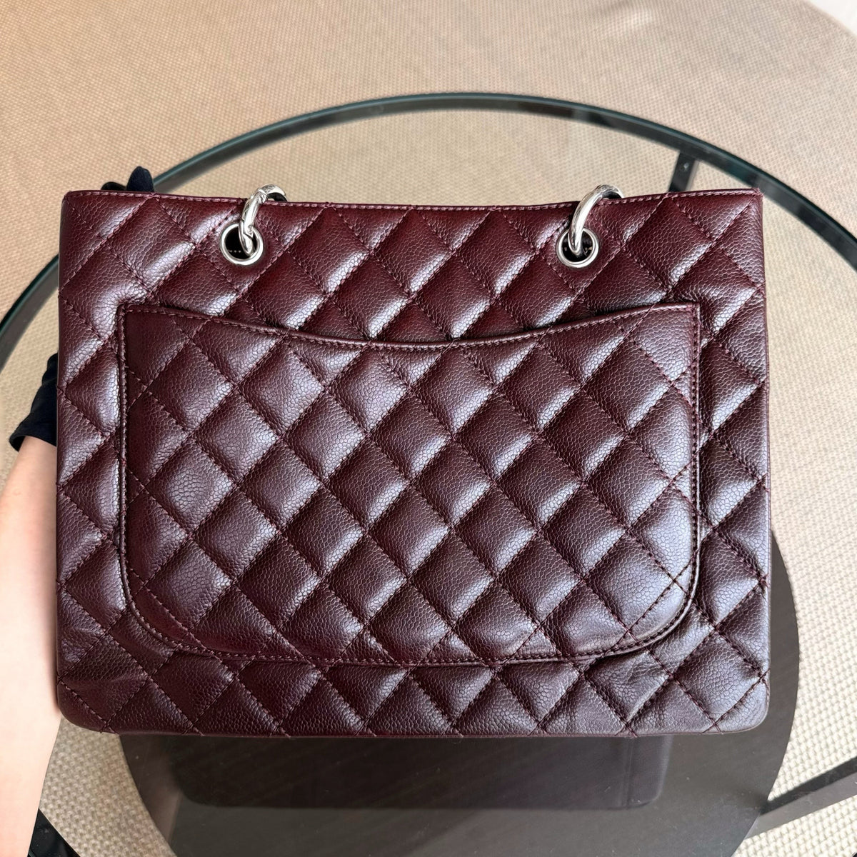 Chanel GST Grand Shopping Tote - Caviar Quilted Burgundy Grained Calfskin Silver Hardware Series 11