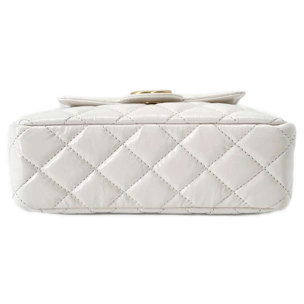 Chanel Hobo ChainShoulder Bag White AS3710 Shiny Calf Leather Size Small