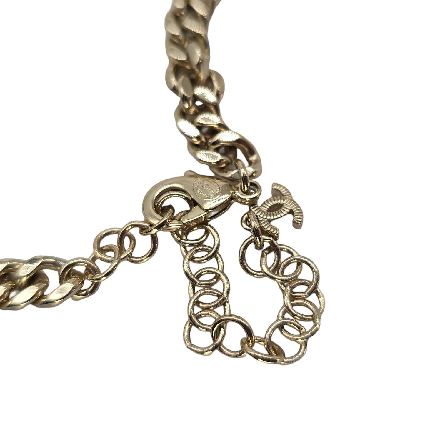 Chanel Faux Pearl and Crystal Baguette CC Necklace