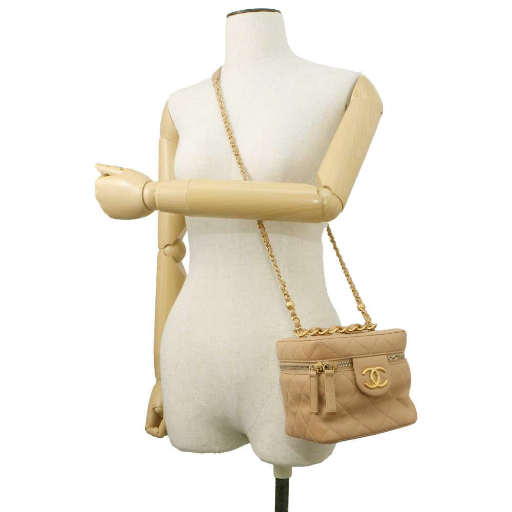 Chanel Matelasse Vanity 2way Bag Beige AS3228 Leather