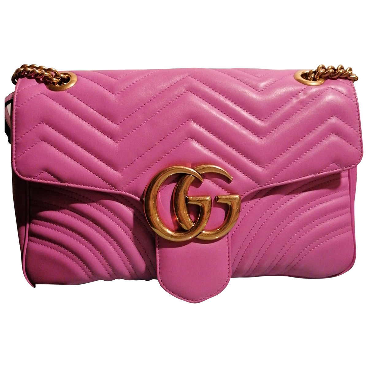 Gucci marmont pink leather handbag