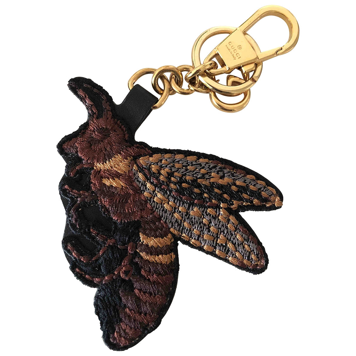 Gucci brown cloth bag charms