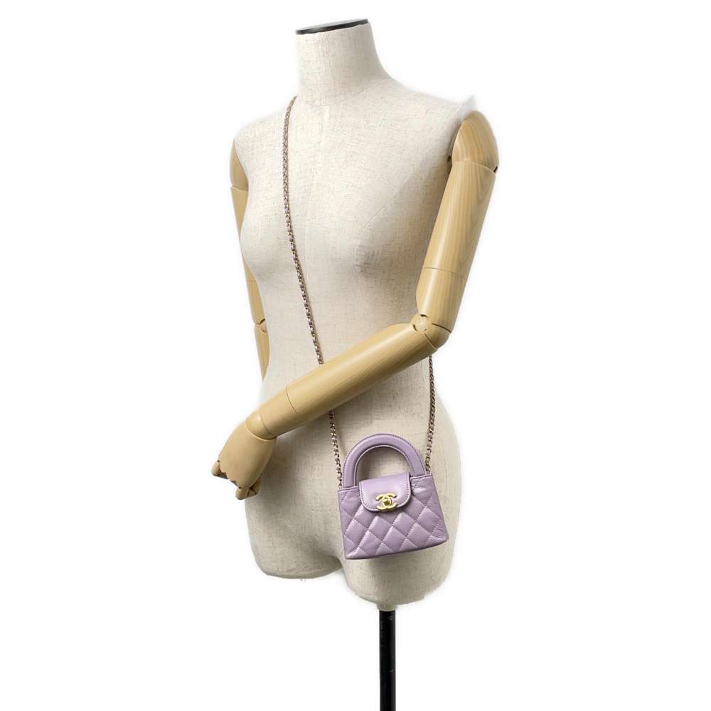 CHANEL Matelasse Mini Kelly ChainClutch Light Purple AP3435 Aged Calf Leather Size Mini