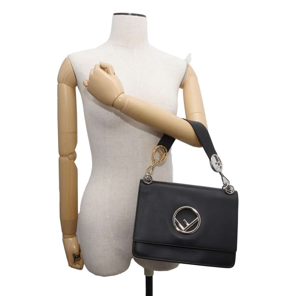 FENDI Canayef 2way Shoulder Bag Black 8BT284 Leather