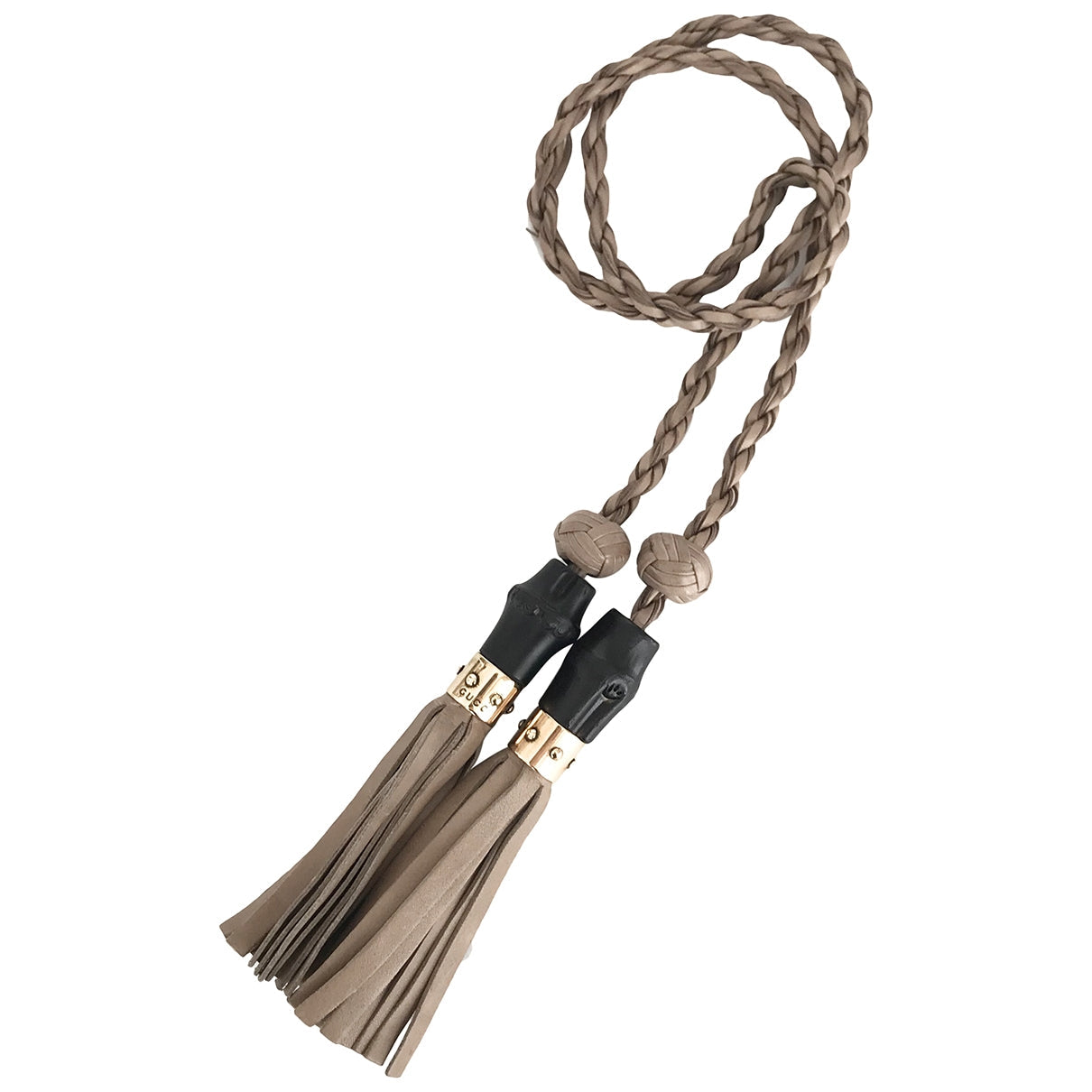 Gucci bamboo beige leather bag charms