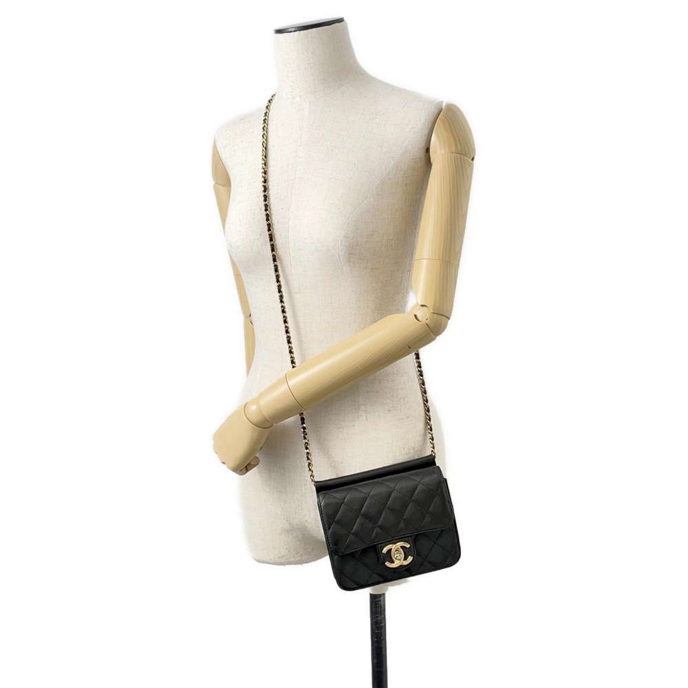CHANEL Mini Materasse Chain Shoulder Black Lambskin