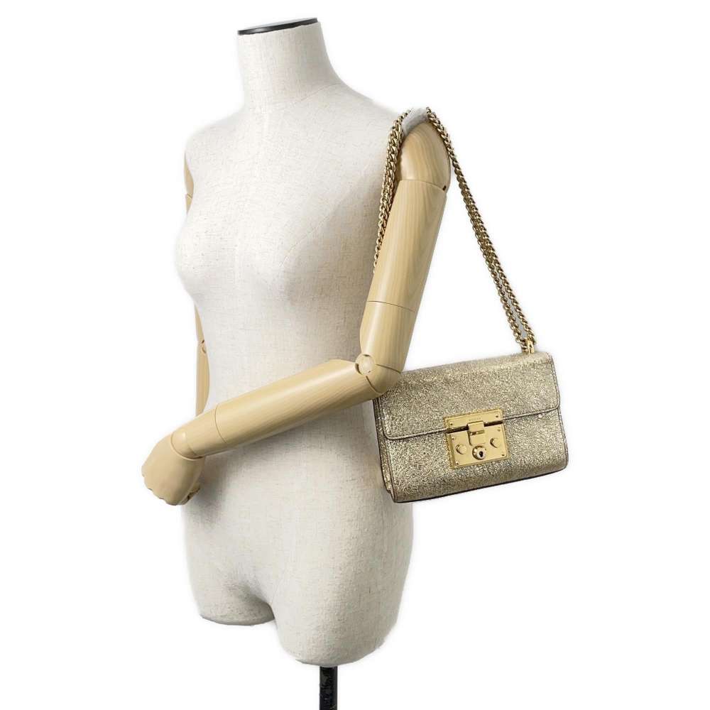GUCCI ChainShoulder Gold 409487 Leather