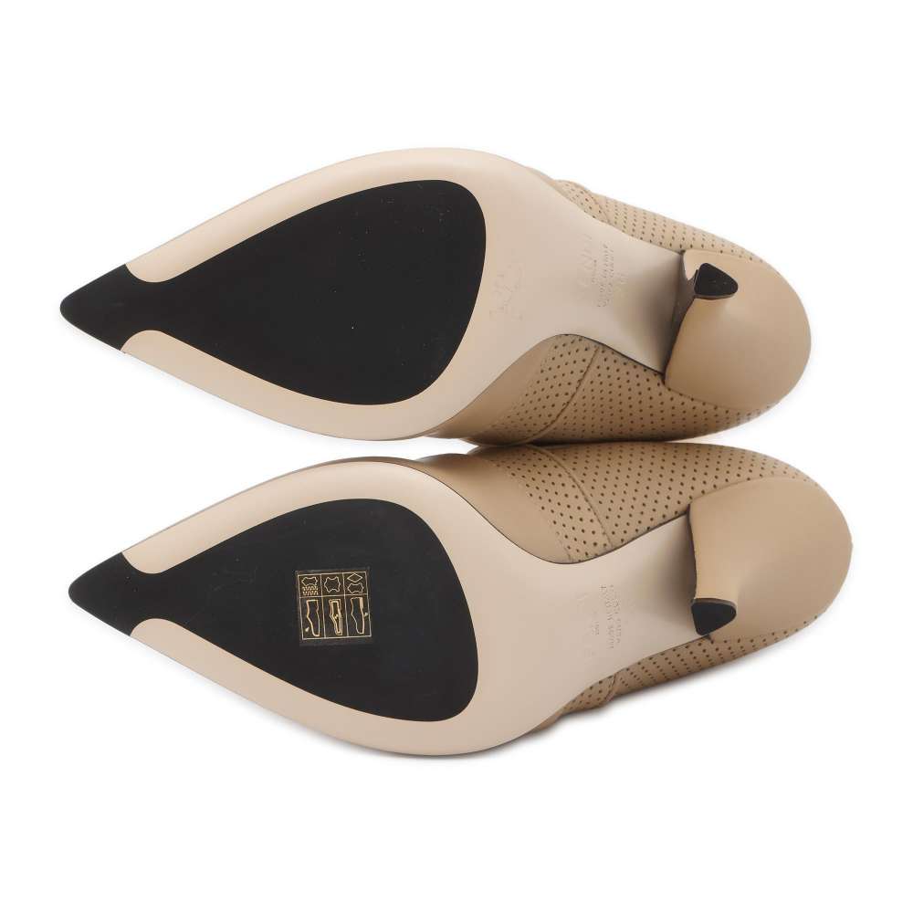 FENDI Sock boots Beige Leather Knit Size 36