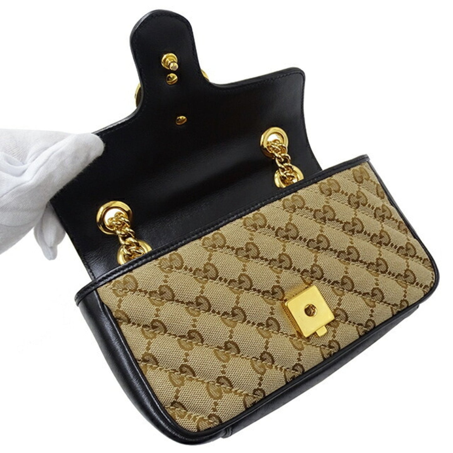 Gucci Gg Marmont Beige Canvas Shoulder Bag