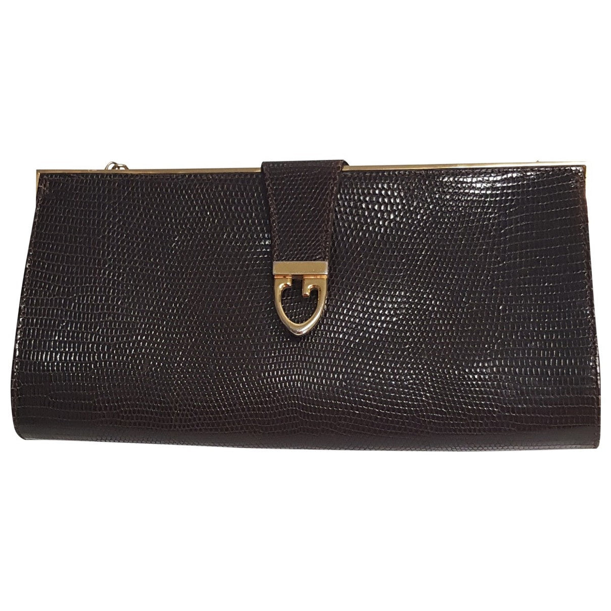 Gucci brown lizard clutch bag