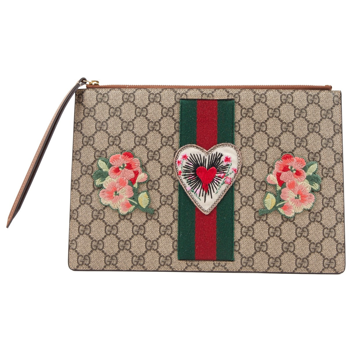 Gucci brown leather clutch bag