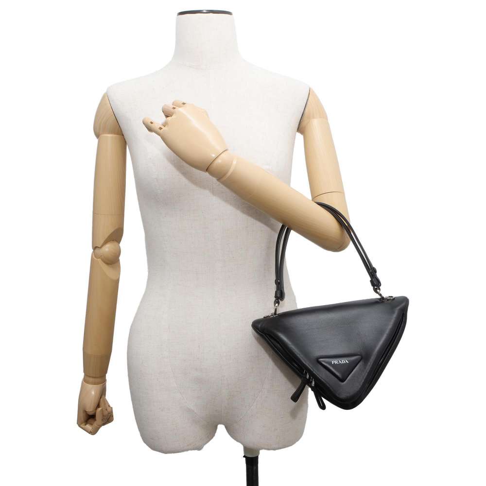 PRADA Triangle 2wayHandbag Black 1BA315 Leather