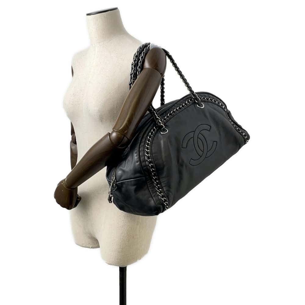 Chanel Luxury Line Travel Bag Black A31405 Leather