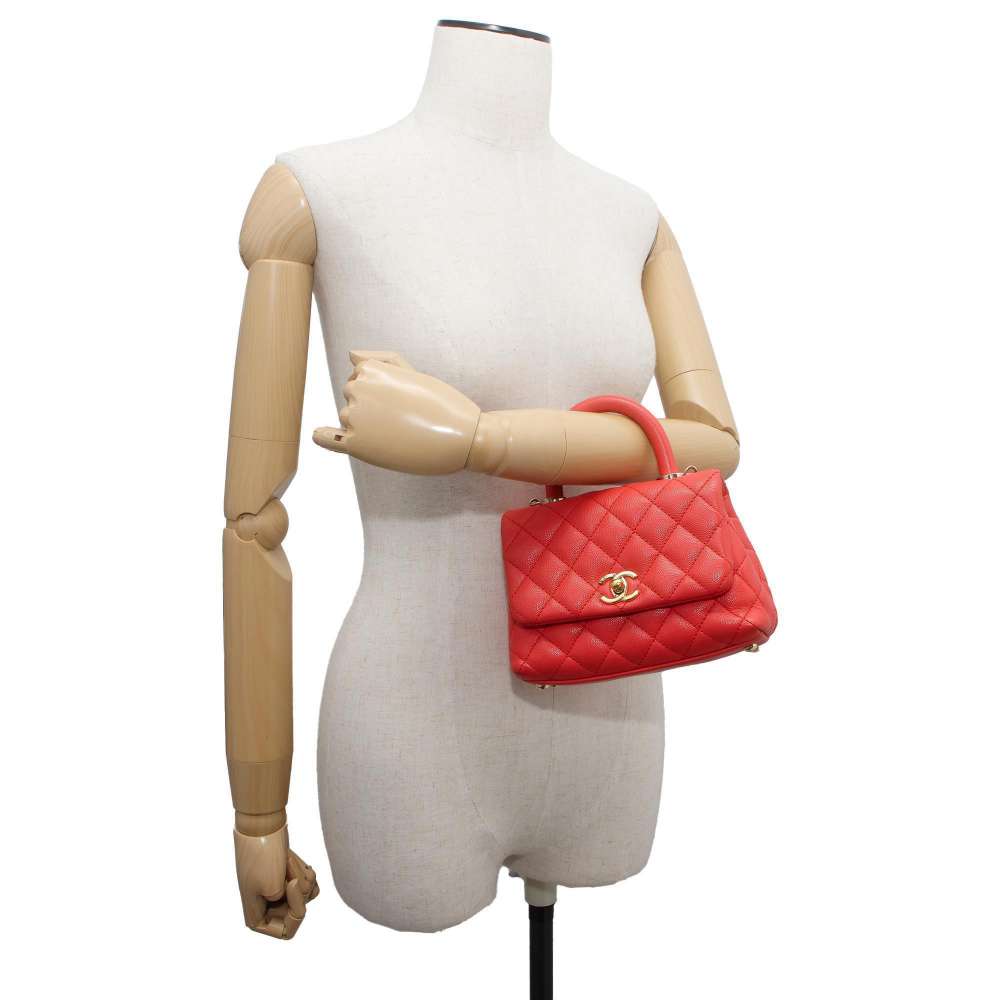 Chanel Matelasse Classic Top Handle Bag Pink AS2215 Caviar Leather
