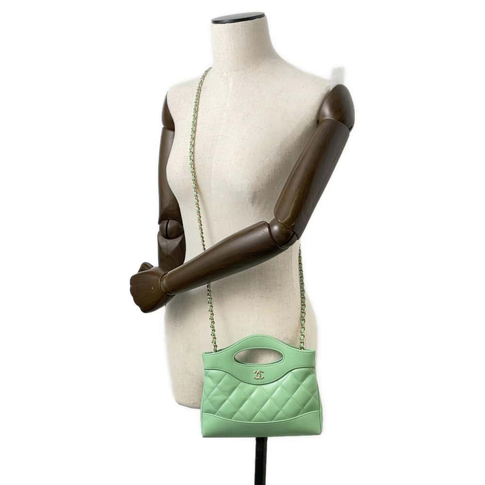 Chanel Chanel31 Mini ChainShoulder Bag Green AP3656 Shiny Calf Leather Size Mini