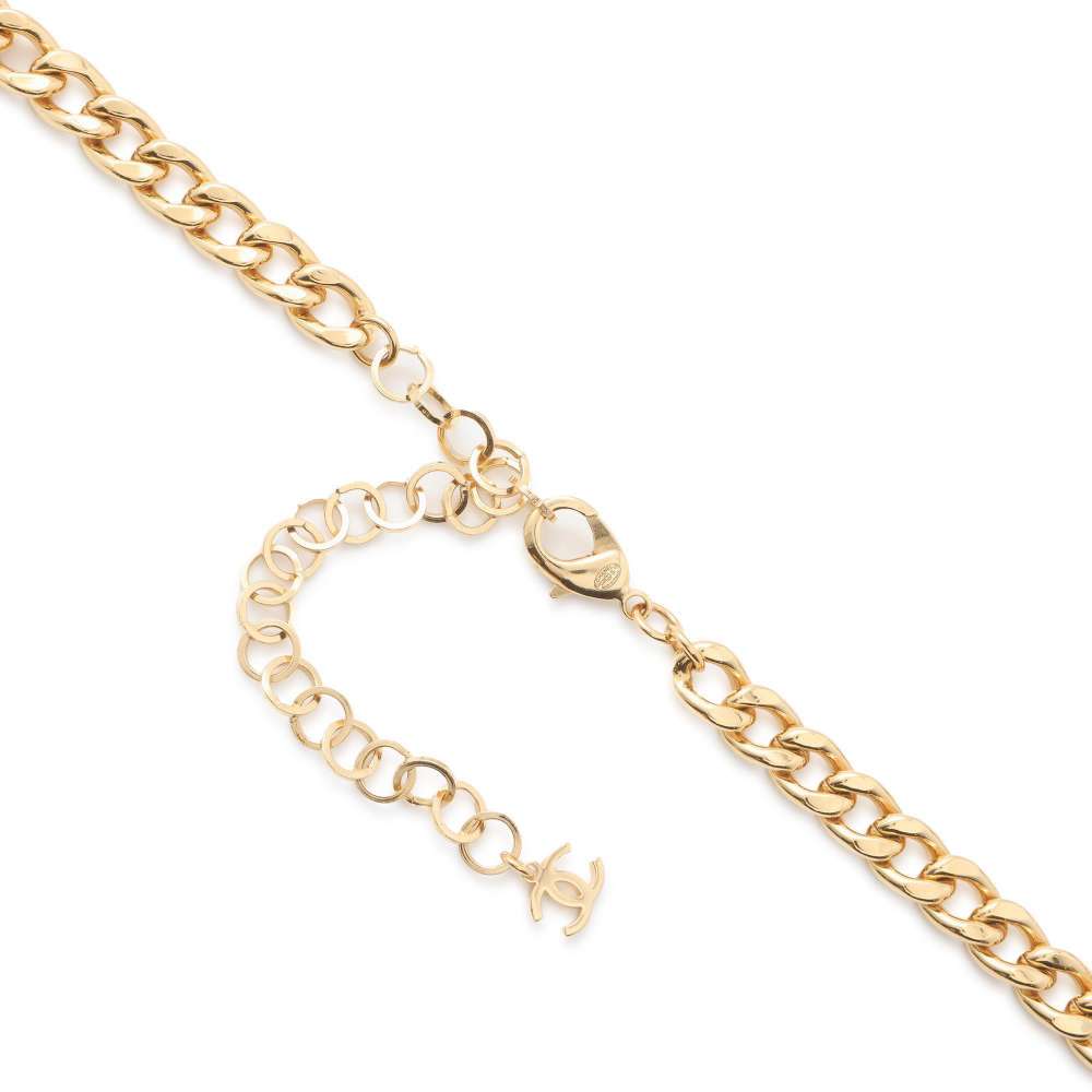 Chanel CC Logo ChainBelt Size 76 Gold/White Metal Enamel