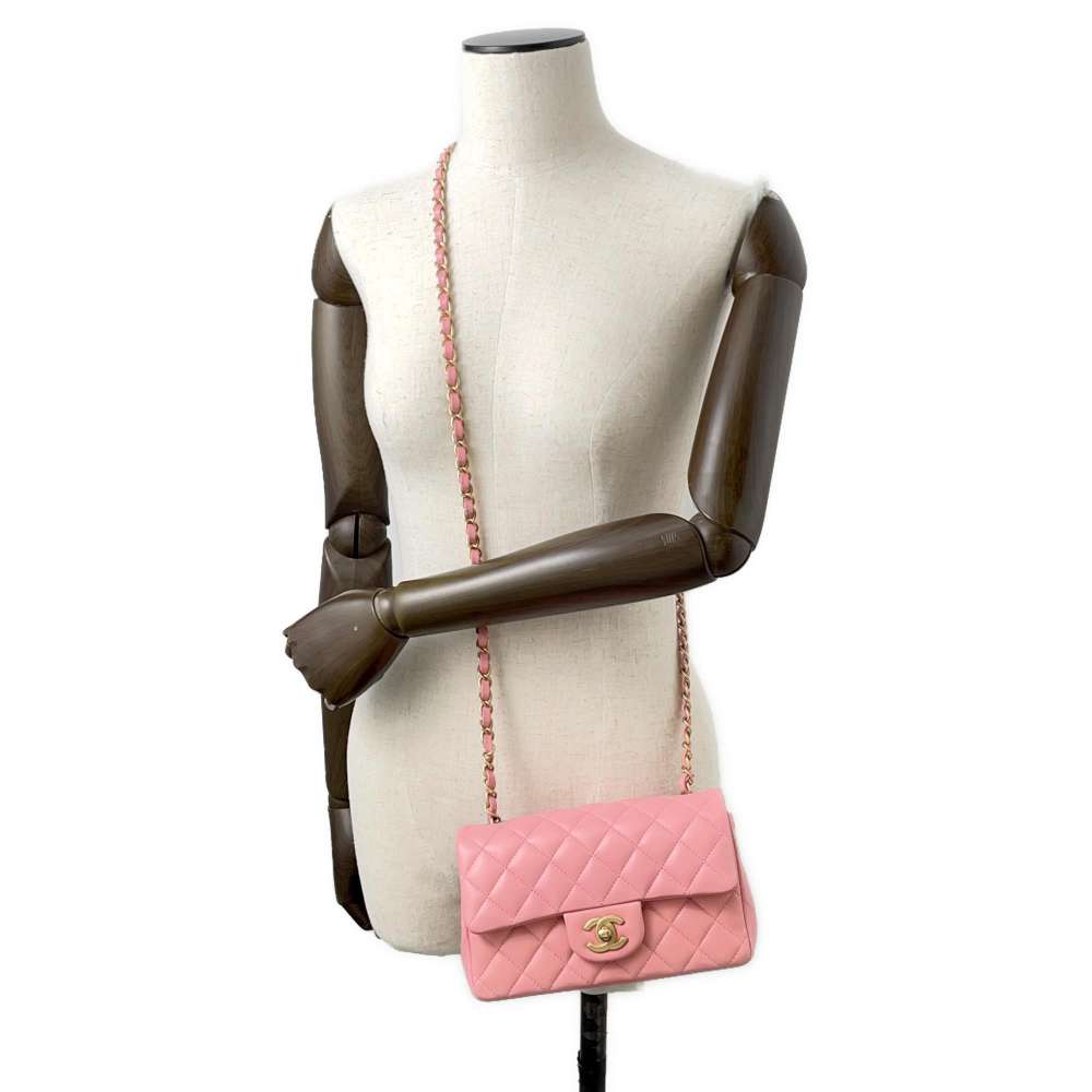 Chanel Matelasse ChainShoulder Bag Pink A69900 Lambskin Size Mini