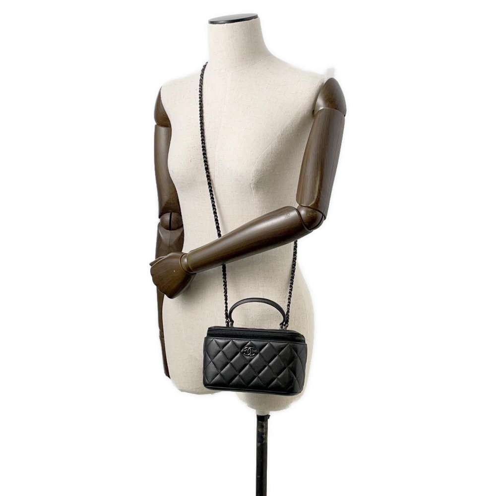 Chanel Matelasse 2WAY Vanity Case Black AP2199 Lambskin