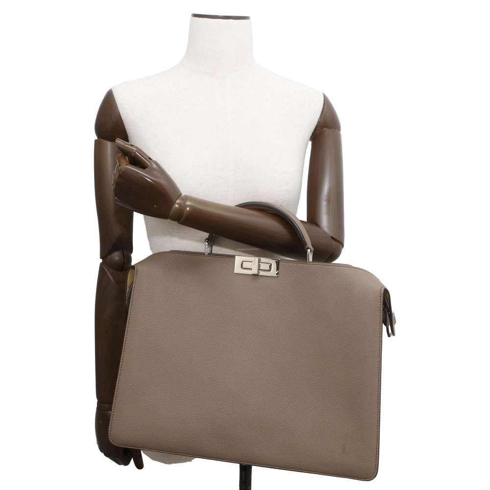 FENDI Peekaboo Icy You Brown 7VA529 Leather Size Medium