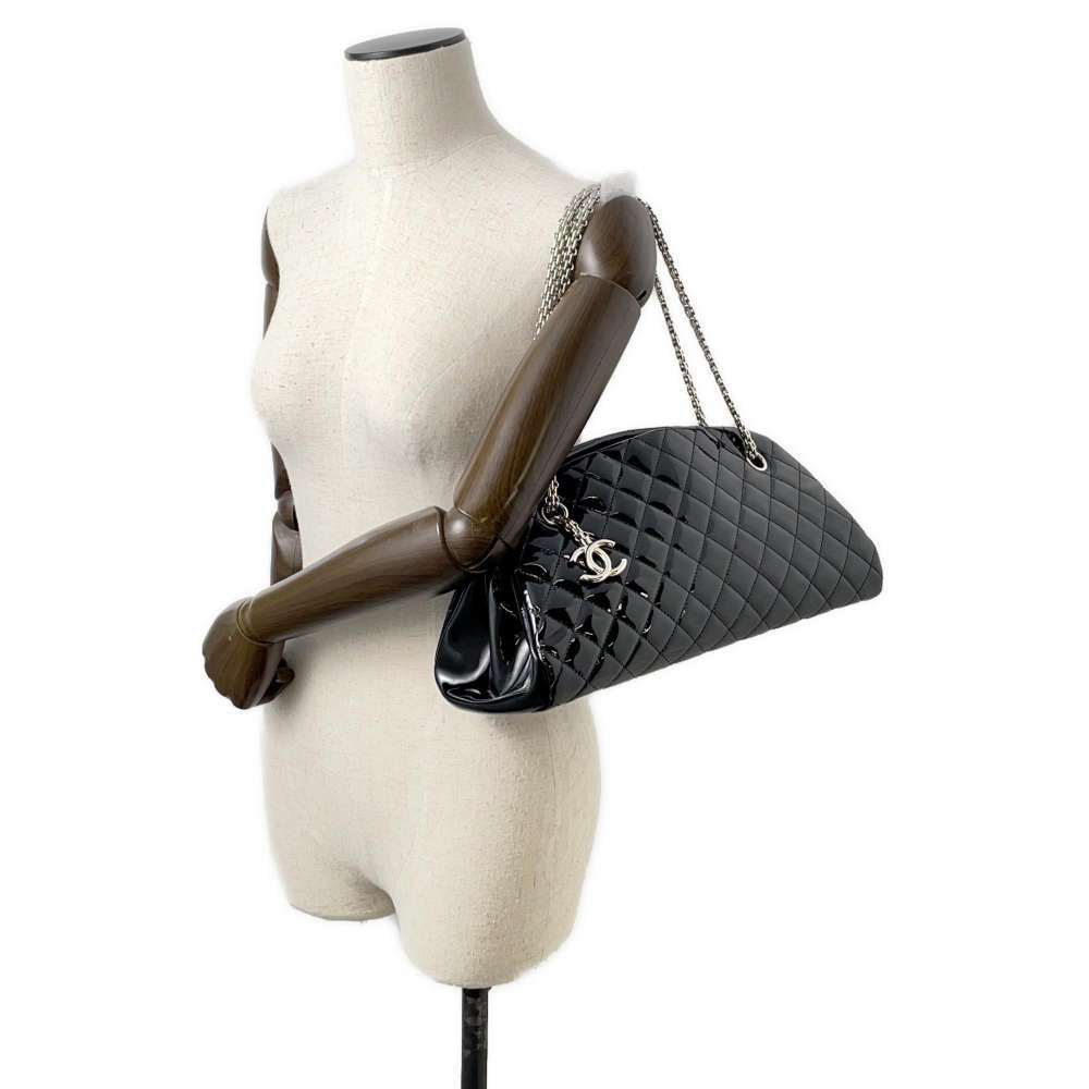 Chanel Mademoiselle Bowling Bag Black A49854 Patent Leather