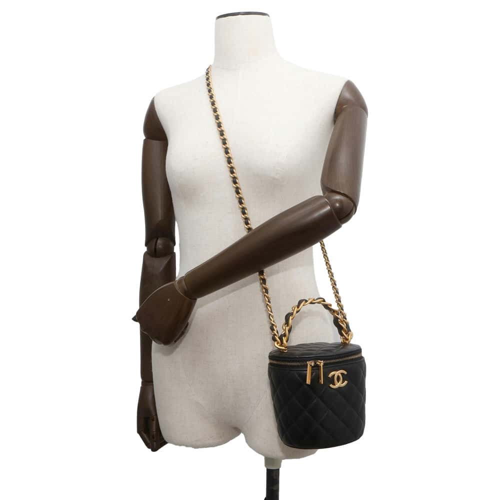 Chanel Vanity Chain Shoulder Bag Black Lambskin