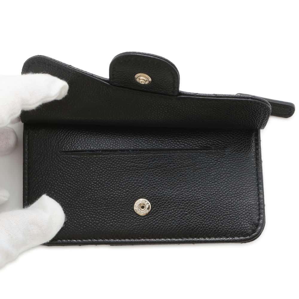 Chanel Matelasse Classic Zip Card Case Black AP2570 Caviar Leather